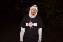 Load image into Gallery viewer, Old school White on Black throw back BoMB Shirt
